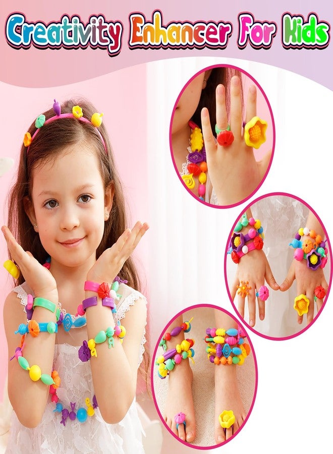 FUNZBO 520+ Snap Pop Beads - Jewelry Making Kit for Kids, Arts and Crafts for Kids Ages 4-8, Toys for 3 4 5 6 Years Old Girls Christmas Birthday Gifts Ideas, Bracelet Necklace Ring Snap Set for Girls - Image 4